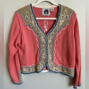 Storybook Knits Embroidered Cardigan • Cottagecore Floral Beaded Sweater